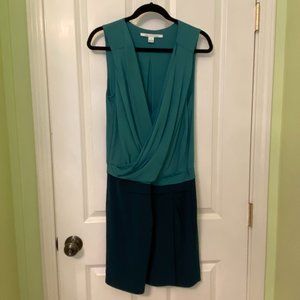 Diane von furstenberg dress in a two toned green combo of forest green and jade